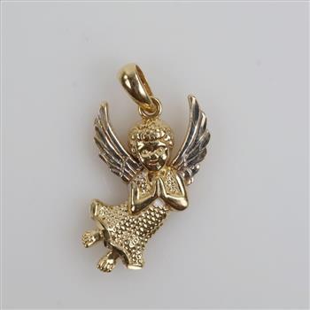 14kt Gold Two Tone Hollow Angel Pendant