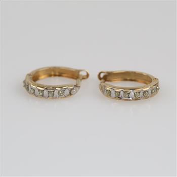 14kt Gold Two Tone Hoop Earrings
