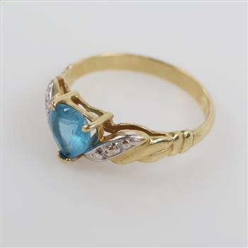 14kt Gold Two-tone Blue Topaz Heart Stone Ring