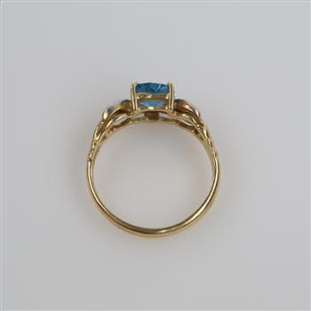 14kt Gold Two-tone Blue Topaz Heart Stone Ring