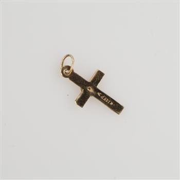 14kt Gold Two-tone Clear Stone Cross Pendant