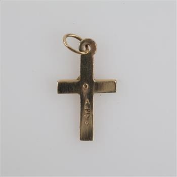14kt Gold Two-tone Clear Stone Cross Pendant