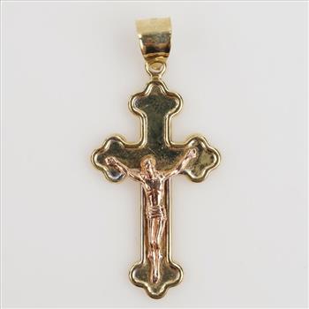 14kt Gold Two-tone Cross Pendant
