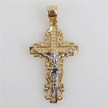 14kt Gold Two-tone Cross Pendant
