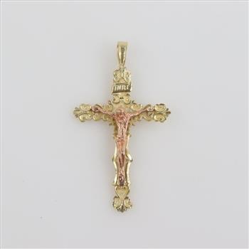 14kt Gold Two-tone Cross Pendant