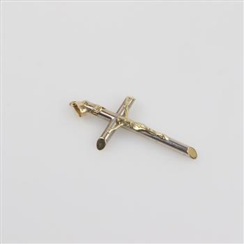 14kt Gold Two-tone Cross Pendant