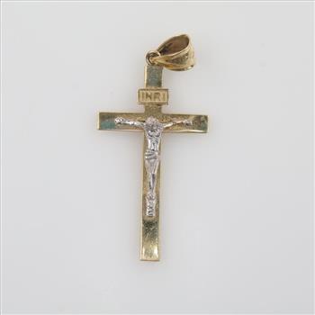 14kt Gold Two-tone Cross Pendant