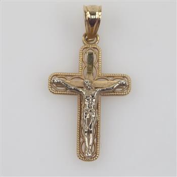 14kt Gold Two-tone Cross Pendant