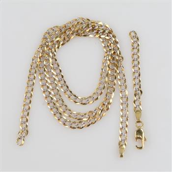 14kt Gold Two-tone Curb Chain Necklace