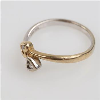 14kt Gold Two-tone Diamond Double Heart Ring