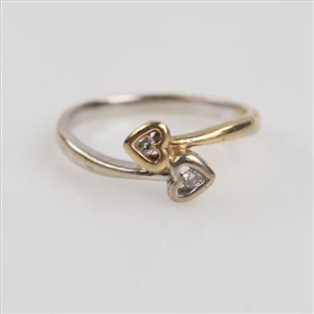 14kt Gold Two-tone Diamond Double Heart Ring