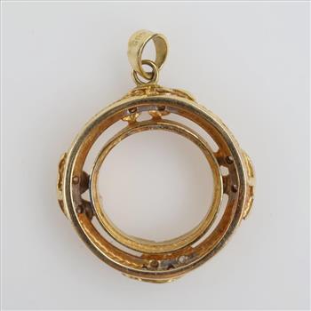 14kt Gold Two-tone Diamond Frame Pendant