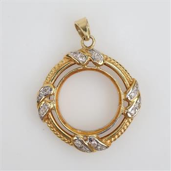 14kt Gold Two-tone Diamond Frame Pendant