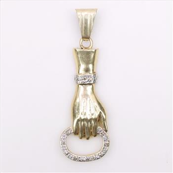14kt Gold Two-tone Diamond Hand Pendant