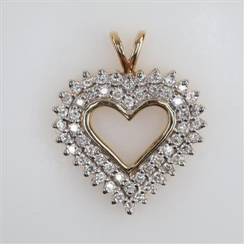 14kt Gold Two-tone Diamond Heart Pendant