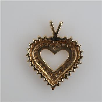 14kt Gold Two-tone Diamond Heart Pendant