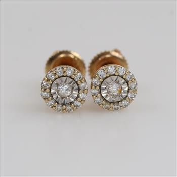 14kt Gold Two-tone Diamond Stud Earrings