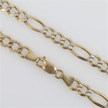 14kt Gold Two-Tone Figaro Chain Necklace