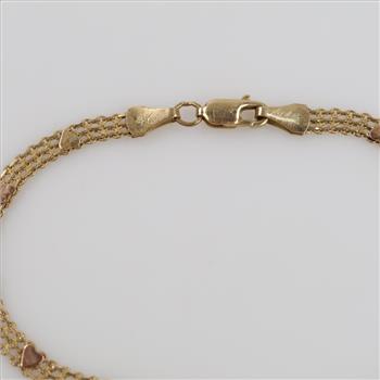 14kt Gold Two-tone Heart Accent Open Weave Bracelet