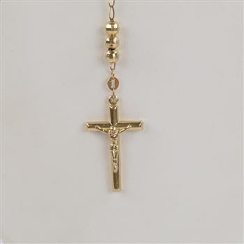 14kt Gold Two-tone Hollow Beaded Rosary Necklace