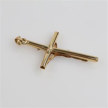 14kt Gold Two-tone Hollow Cross Pendant