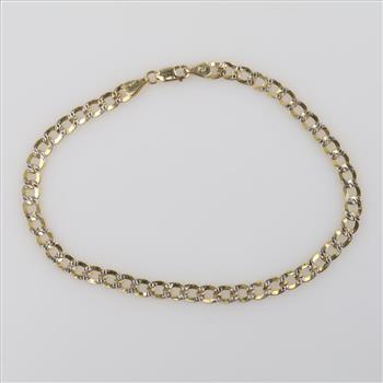 14kt Gold Two-tone Hollow Curb Chain Bracelet