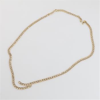 14kt Gold Two-tone Hollow Curb Chain Necklace