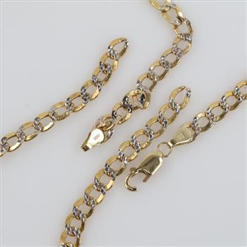 14kt Gold Two-tone Hollow Curb Chain Necklace
