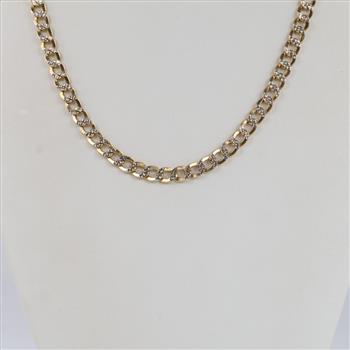 14kt Gold Two-tone Hollow Curb Chain Necklace