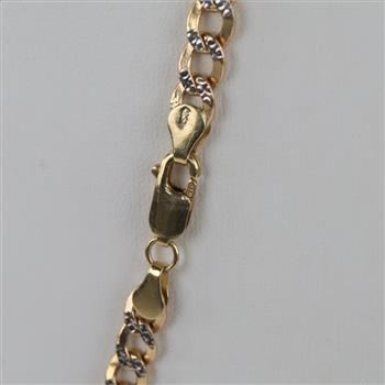14kt Gold Two-tone Hollow Curb Chain Necklace
