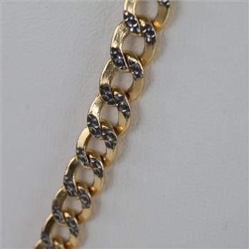 14kt Gold Two-tone Hollow Curb Chain Necklace