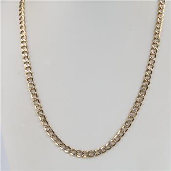 14kt Gold Two-tone Hollow Curb Chain Necklace