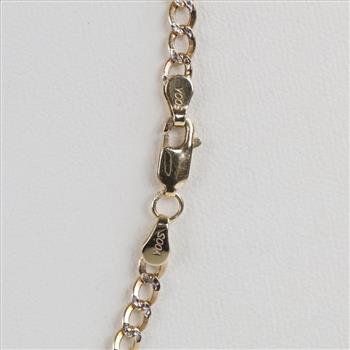 14kt Gold Two-tone Hollow Curb Chain Necklace