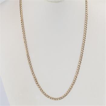14kt Gold Two-tone Hollow Curb Chain Necklace