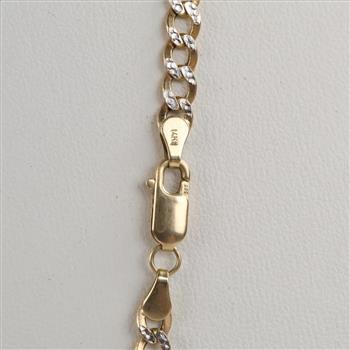 14kt Gold Two-tone Hollow Curb Chain Necklace