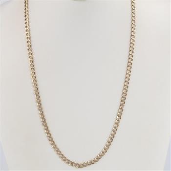 14kt Gold Two-tone Hollow Curb Chain Necklace