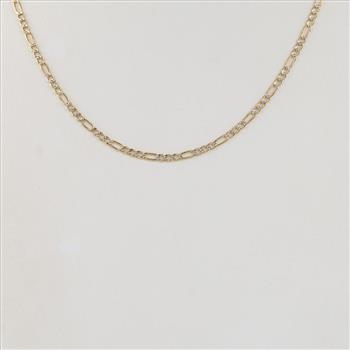 14kt Gold Two-tone Hollow Figaro Chain Necklace