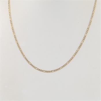 14kt Gold Two-tone Hollow Figaro Chain Necklace