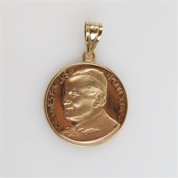 14kt Gold Two-tone Hollow Religious Pendant