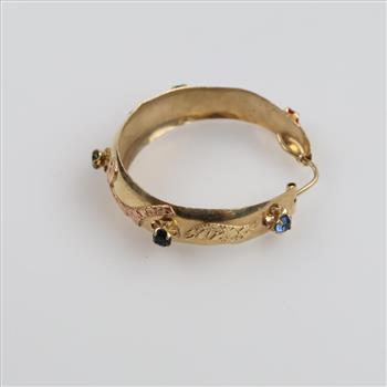 14kt Gold Two-tone Multi-color Stone Hoop Earring