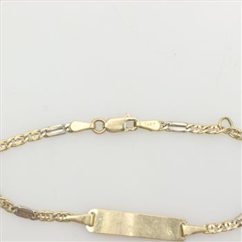14kt Gold Two-tone Name Plate Bracelet