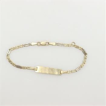 14kt Gold Two-tone Name Plate Bracelet