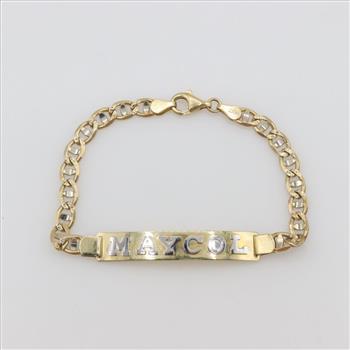14kt Gold Two-tone Name Plate Bracelet