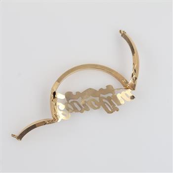 14kt Gold Two-tone Name Plate Hollow Hoop Earring