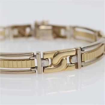 14kt Gold Two-Tone Open Rectangular Link Bracelet