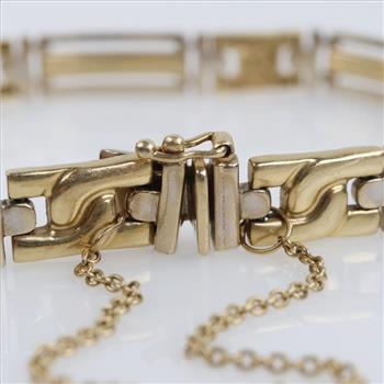14kt Gold Two-Tone Open Rectangular Link Bracelet