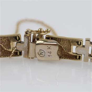 14kt Gold Two-Tone Open Rectangular Link Bracelet