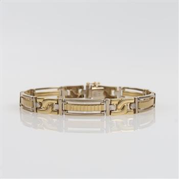 14kt Gold Two-Tone Open Rectangular Link Bracelet