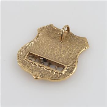 14kt Gold Two-tone Police Badge Pendant