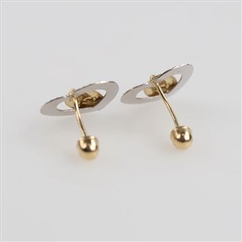14kt Gold Two-tone Religious Heart Stud Earrings